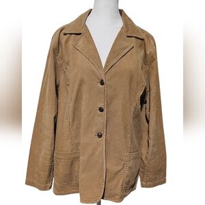 Vintage St. John’s Bay | Khaki Corduroy Button-Down Jacket with Sunburst Buttons